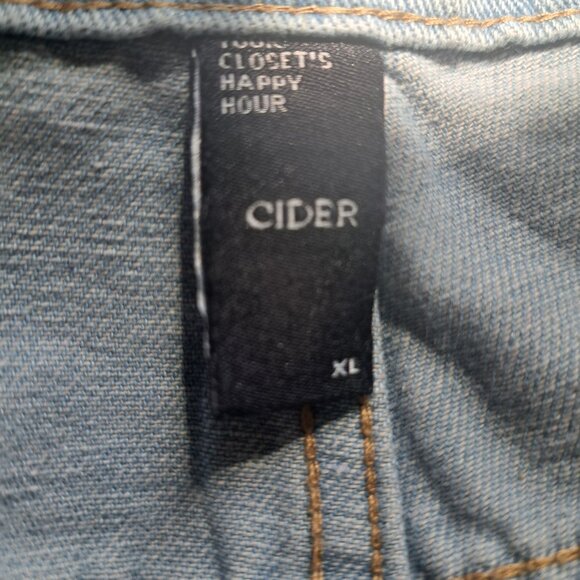 CIDER light blue jean overalls cut out floral wide leg western cowgirl festival - Picture 8 of 9